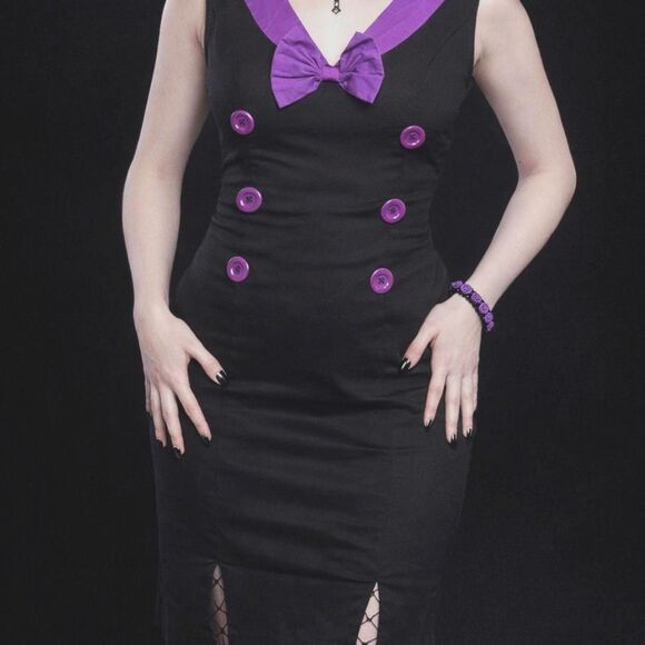Sourpuss Dresses & Skirts - Sourpuss Black and Purple Pencil Dress Size M